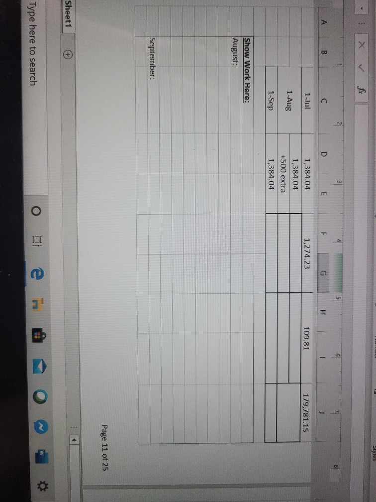Number Table Styles 12 EF G H Part 7: Additional principal payment
