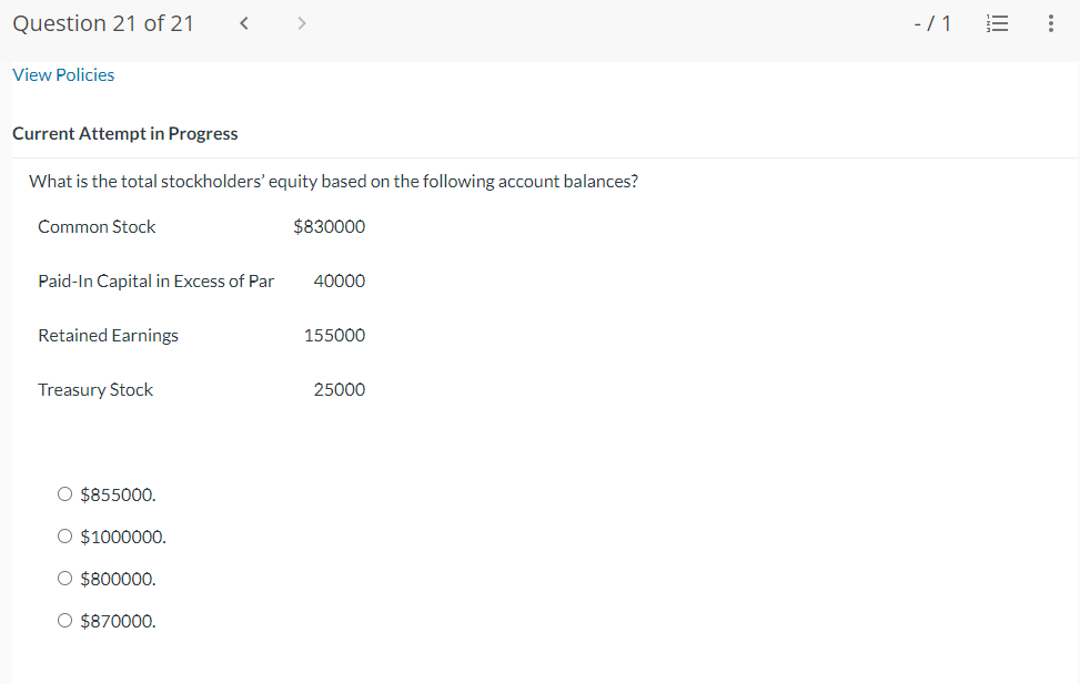 Current Attempt in Progress What is the total stockholders' equity based