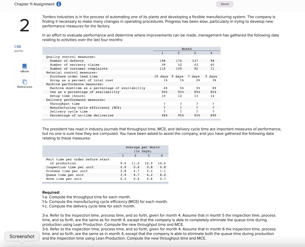  Chapter 11 Assignment Saved 2 Tombro Industries is in the process