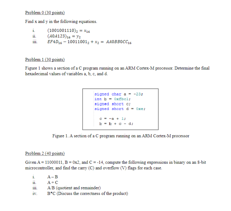  Problem 0(30 points) Find x and y in the following equations.