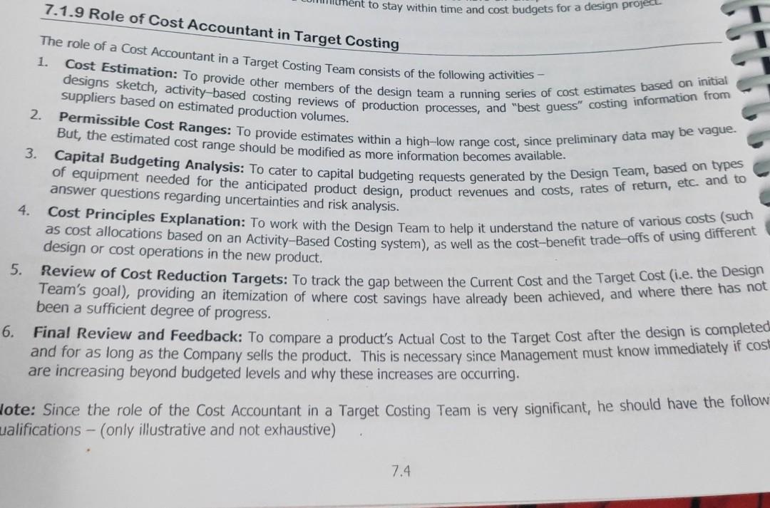 N 15 in Service Sector 1. Target Costing is applicable for Service