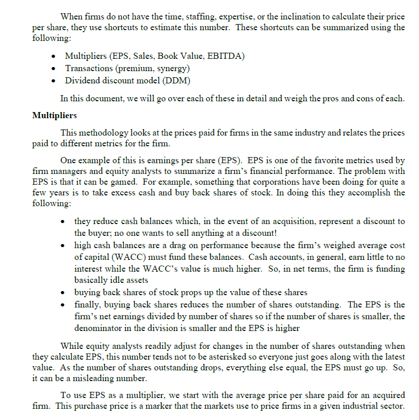 EBITDA Premium Synergy BV EPS Book Value Average Average JTM EPS Average
