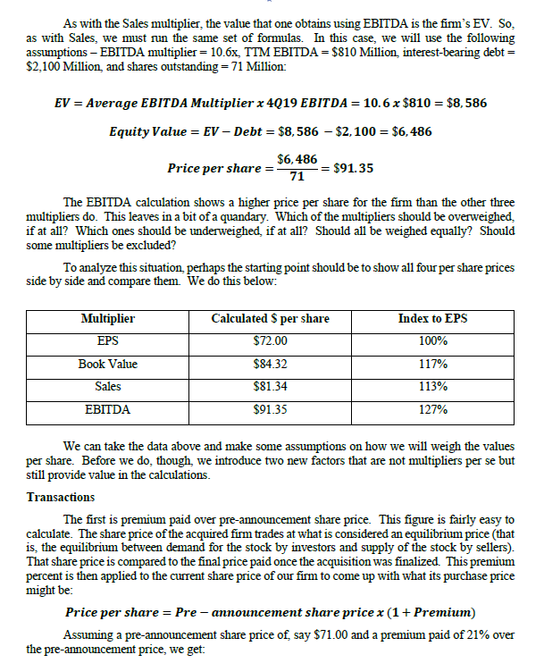 Value Equity Value Average Premium Pre-Announcement Stock Price Synergy Pre-Announcement Stock Price