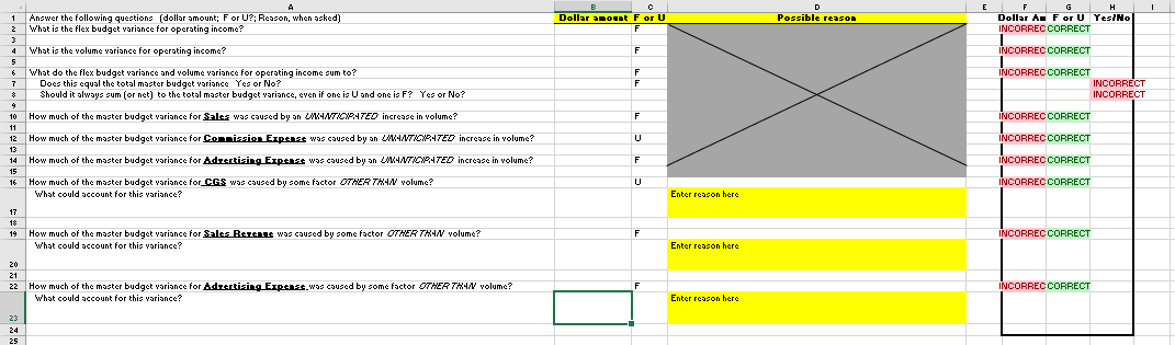 Please answer the following questions using the Excel format shown. I only