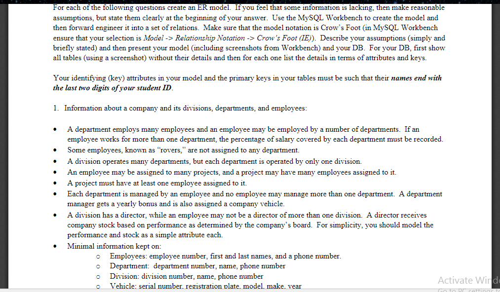  please help me with this MySQL databases question. For each of