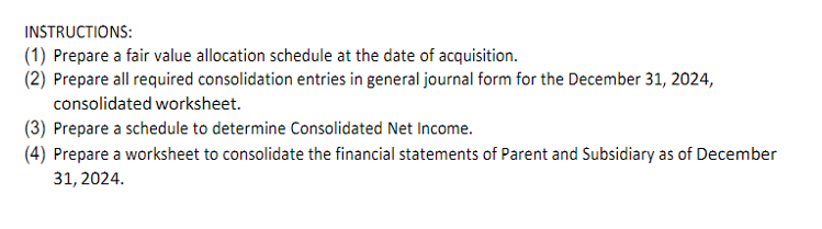 Prepare a fair value allocation schedule at the date of acquisition. (2)