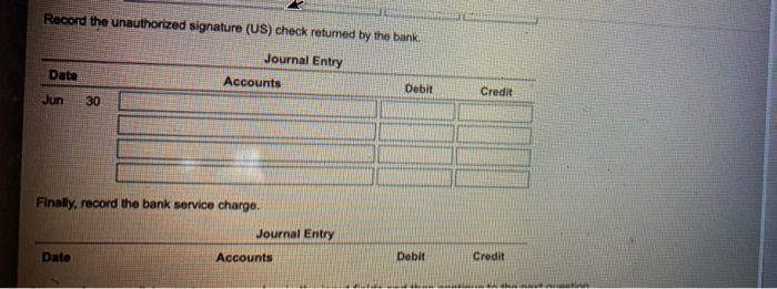 - unauthorized signature, SC - service charge Print Done i Data Table