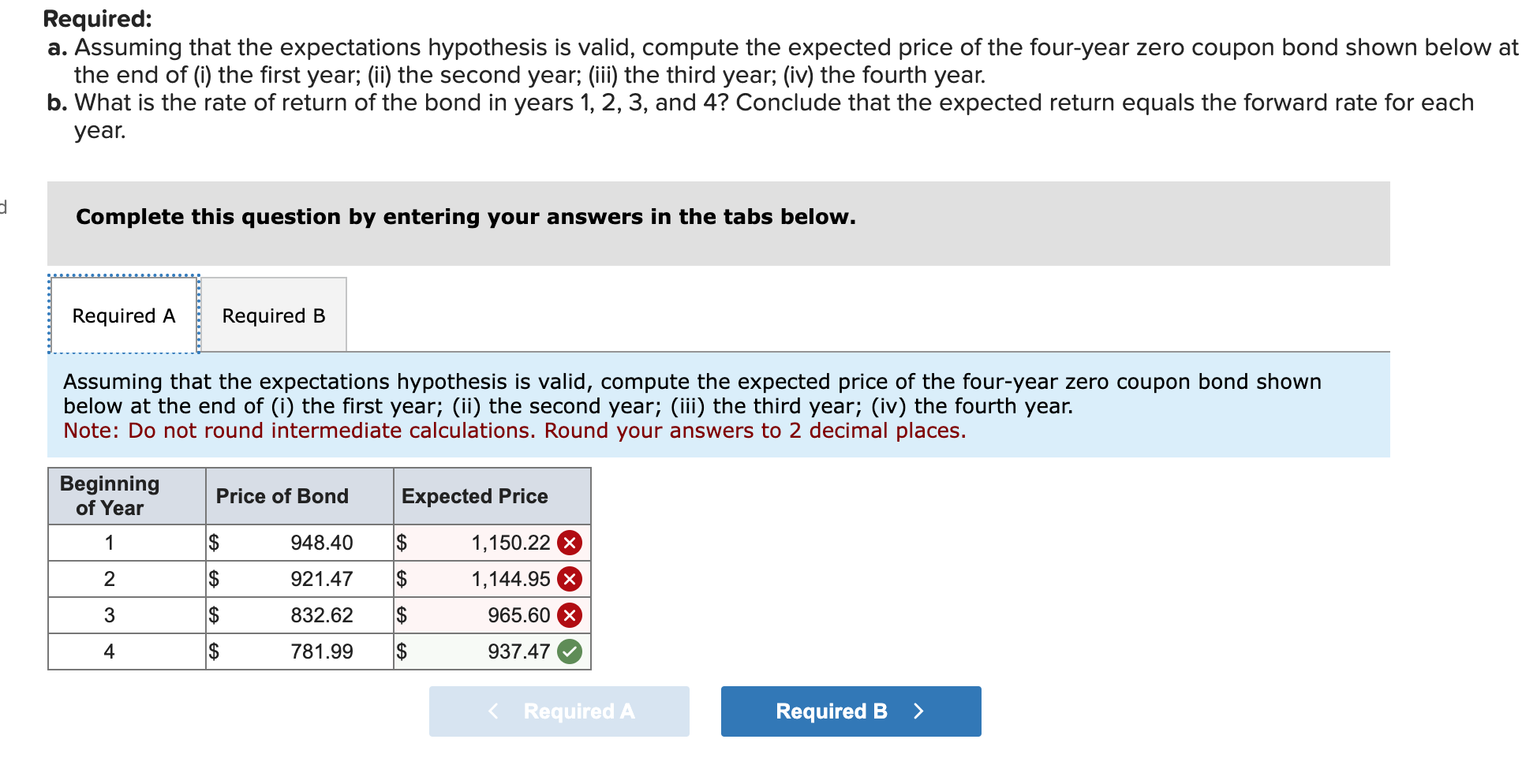  Required: a. Assuming that the expectations hypothesis is valid, compute the