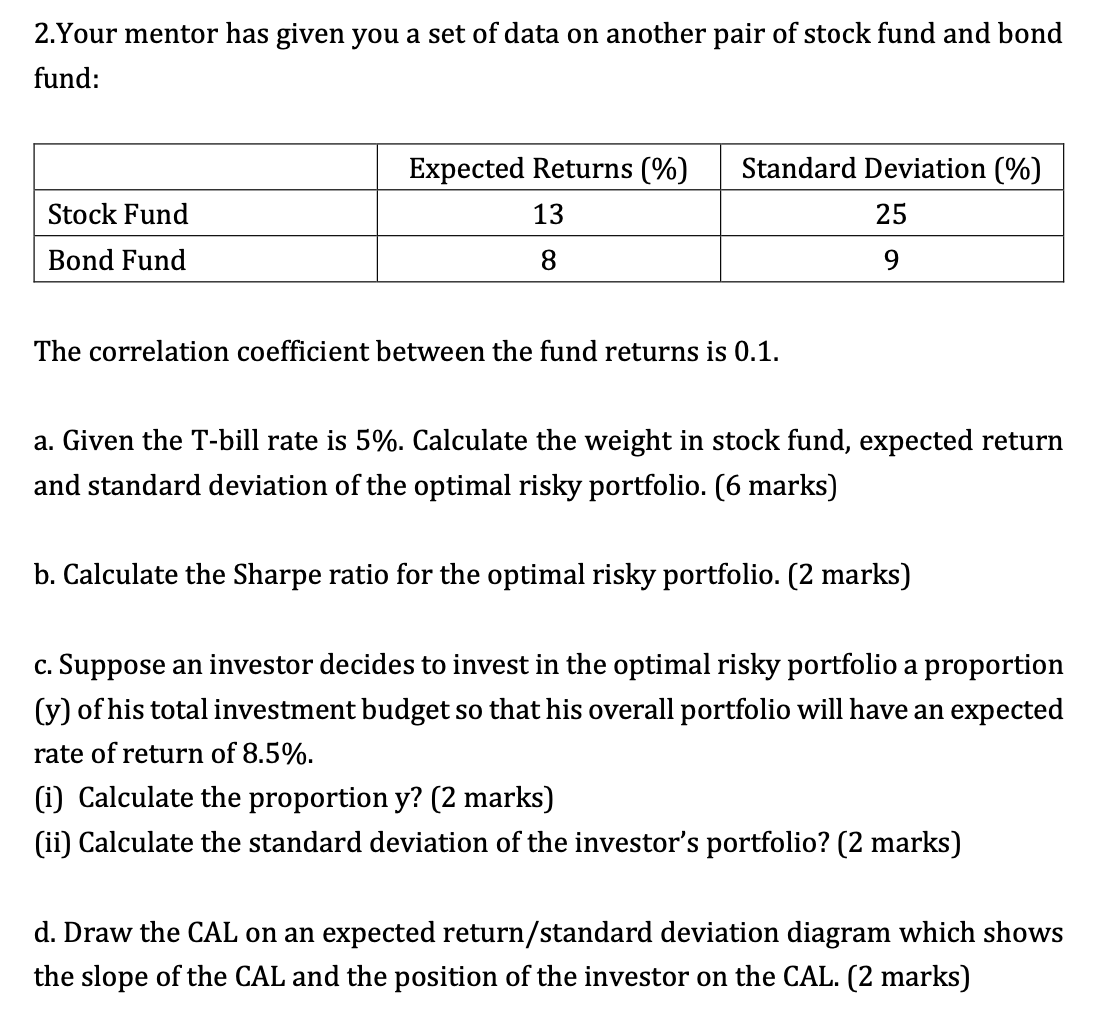  2.Your mentor has given you a set of data on another