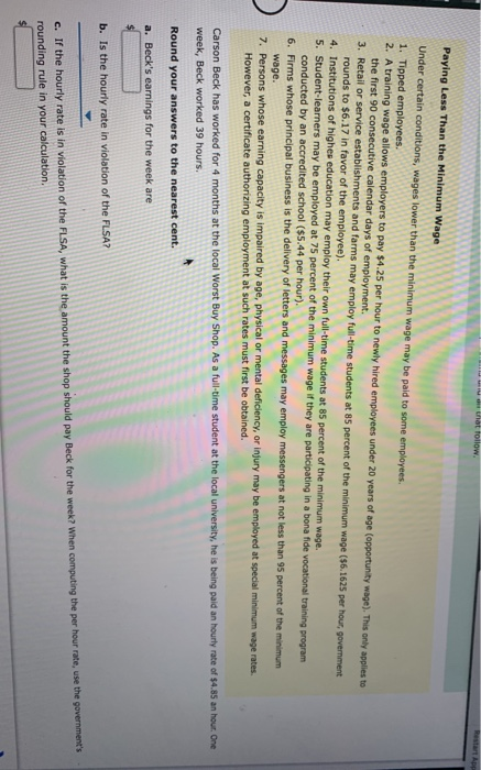  at follow Paying Less Than the Minimum Wage Under certain conditions,