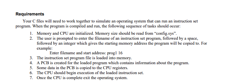 additional C files that direct the hardware to load instruction set programs