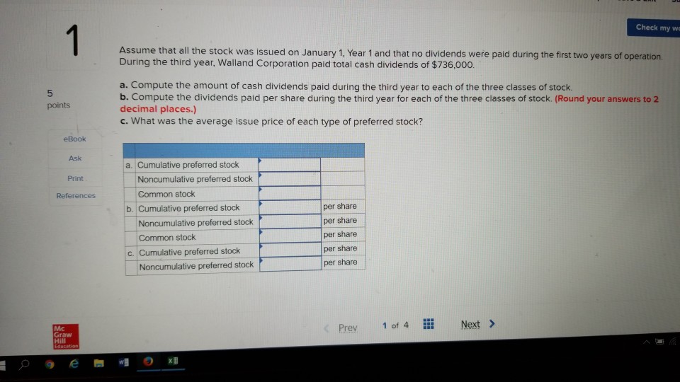 my work A portion of the stockholders' equity section from the balance
