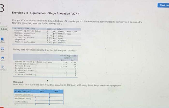  Check my B. Exercise 7-4 (Algo) Second-Stage Allocation (L07-4) 01050 Klumper