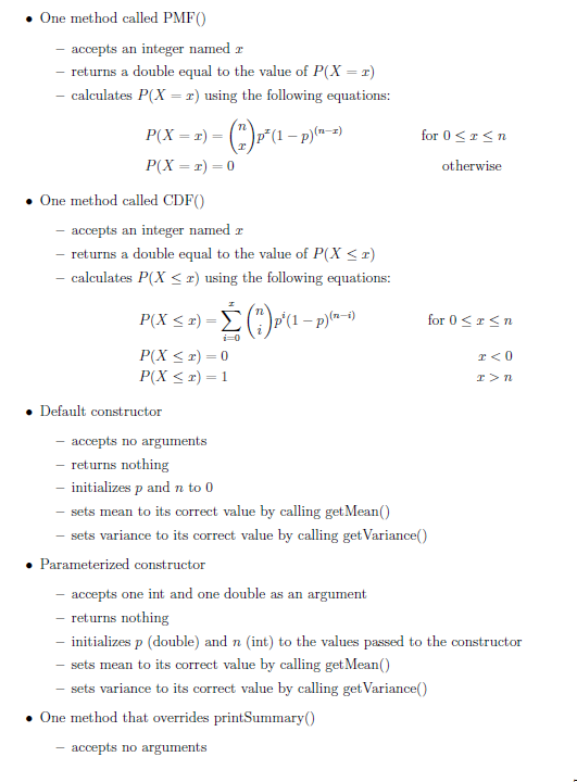class file called BinomialRandom Vari- able.java that extends the class BernoulliRandom Variable.