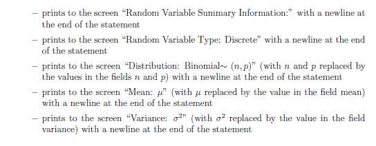 This class should have the fol- lowing fields/methods: One field int n