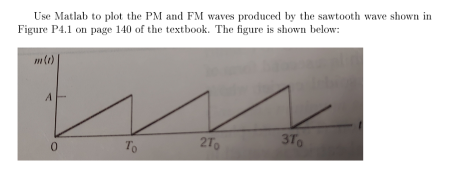 Use Matlab to plot the PM and FM waves produced by
