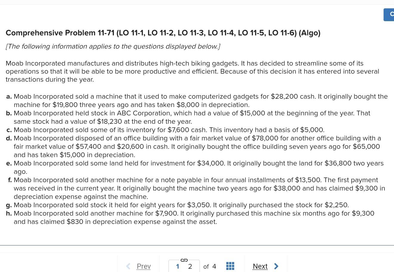  Comprehensive Problem 11-71 (LO 11-1, LO 11-2, LO 11-3, LO 11-4,