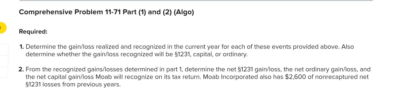 LO 11-5, LO 11-6) (Algo) [The following information applies to the questions