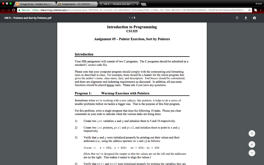 PROGRAMMING LANGUAGE IS C. Pointers problem. Can't figure it out. C Chegg