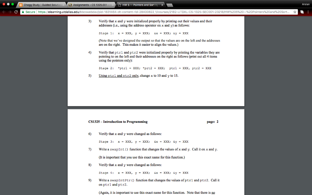 Study | Guided Solutios Assignments-CS 1325.001 HW 5 -Pointers and Sort b