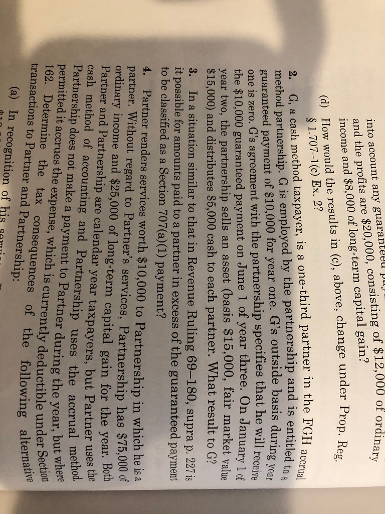 PROBLEMS 2 + 3 ONLY into account any guaranteel pl and the