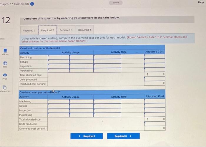 compute the overhead cost per unit for each model. 3. Compute the