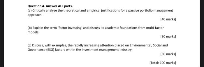  Question 4. Answer ALL parts. (a) Critically analyse the theoretical and