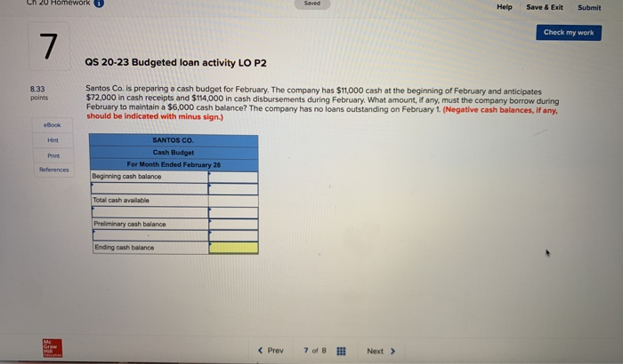  Ch 20 Homework Saved Help Save & Exit Submit Check my