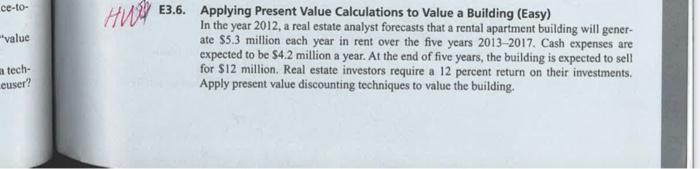  ce-to- HU "value E3.6. Applying Present Value Calculations to Value a