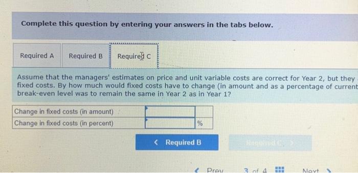 part were as follows: Unit price Unit variable cost Annual fixed cost