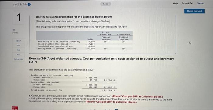 please help me solve this Use the following information for the Exercises