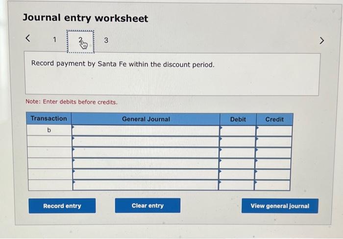 period. Note: Enter debits before credits. Journal entry worksheet Record Mesa's receipt