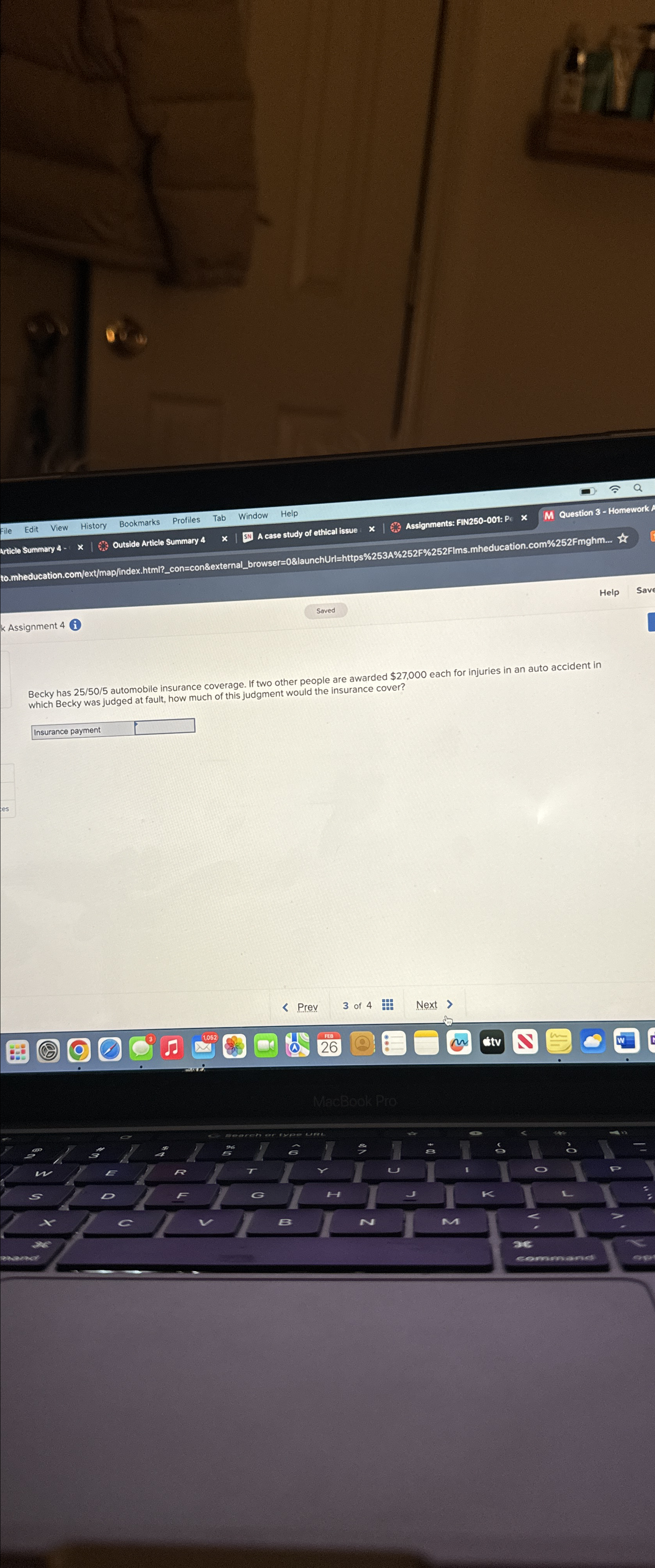  k Assignment 4( Saved Help Save which Insurance payment I (1063)