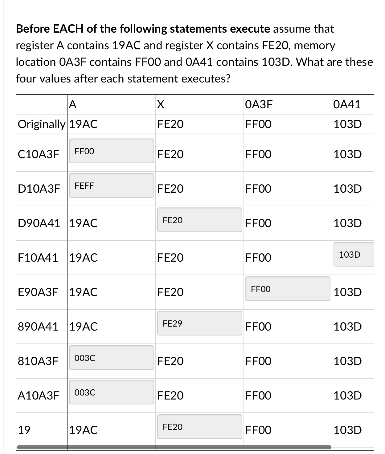  Help please I am unable to get full points. Before EACH