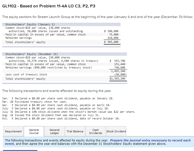  GL1102 - Based on Problem 11-4A LO C3, P2, P3 The