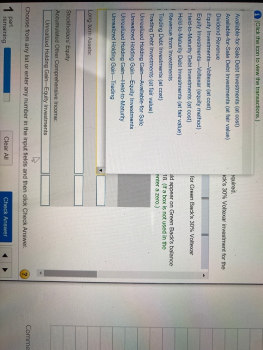 partial financial statements for Green Back's 30% Voltexar investment for the year