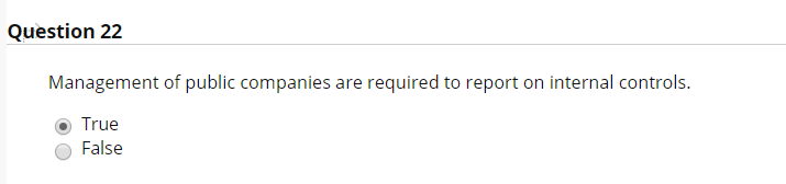 organizations' internal controls and those responsible for implementing control activities. True False