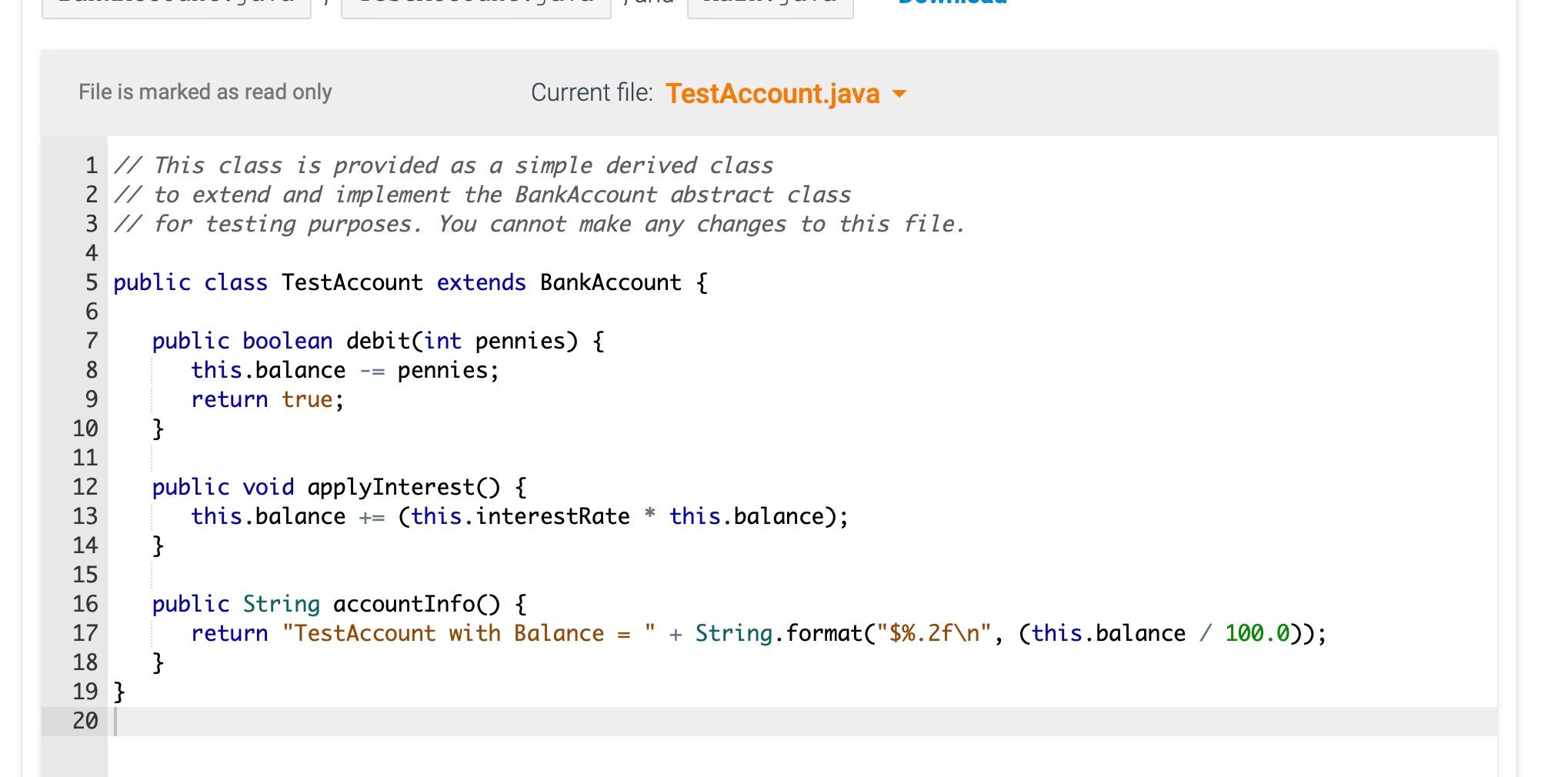 a protected field named accountID of type String, initialized to "0000-0000-0000-0000" -