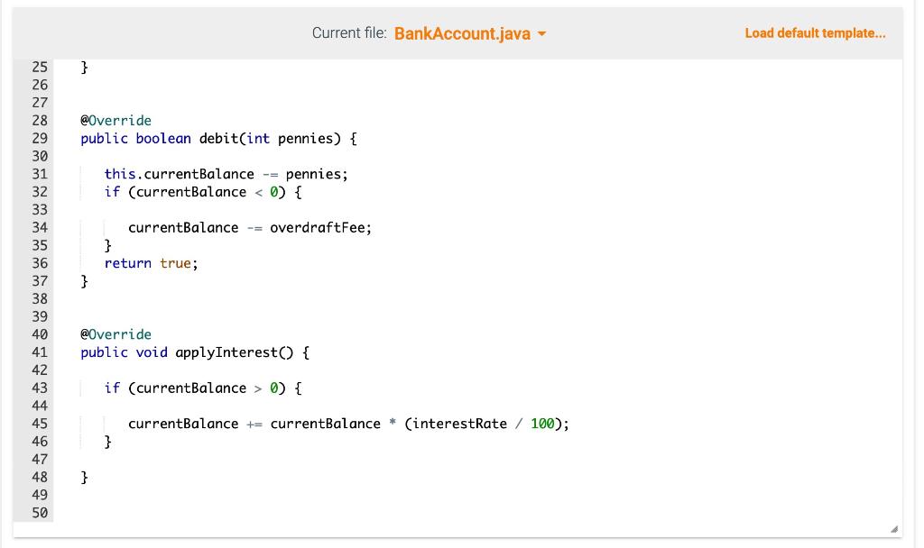 a protected field named balance of type int, initialized to 0 Structure