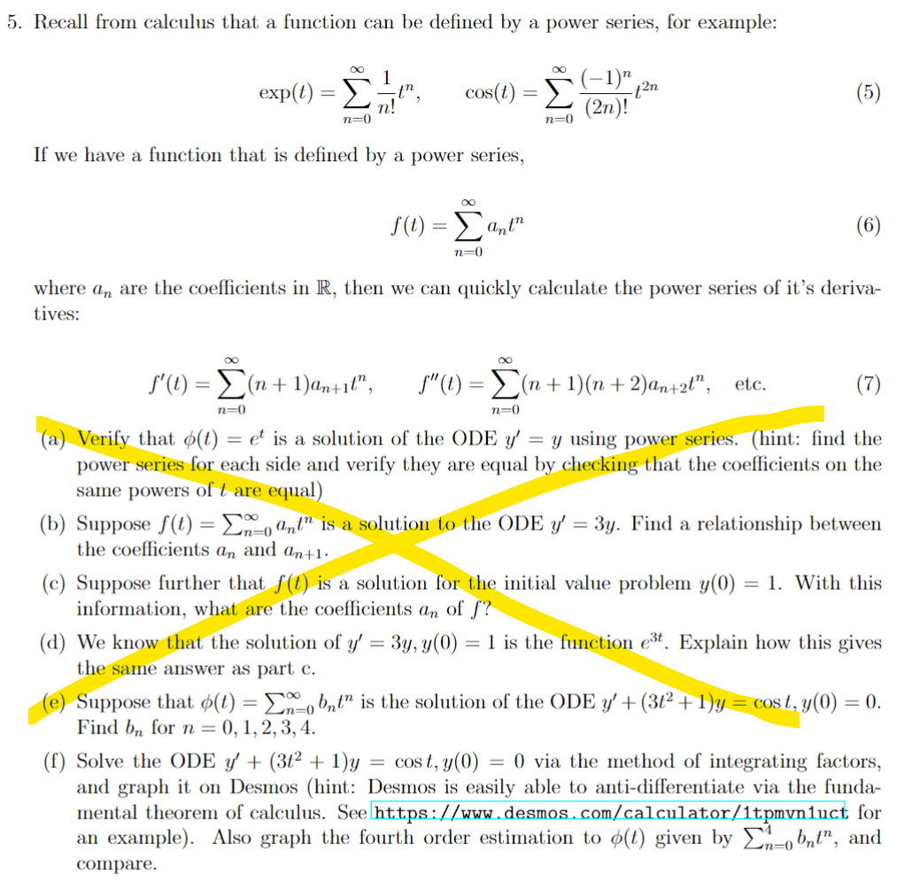 Just (f) please Recall from calculus that a function can be defined