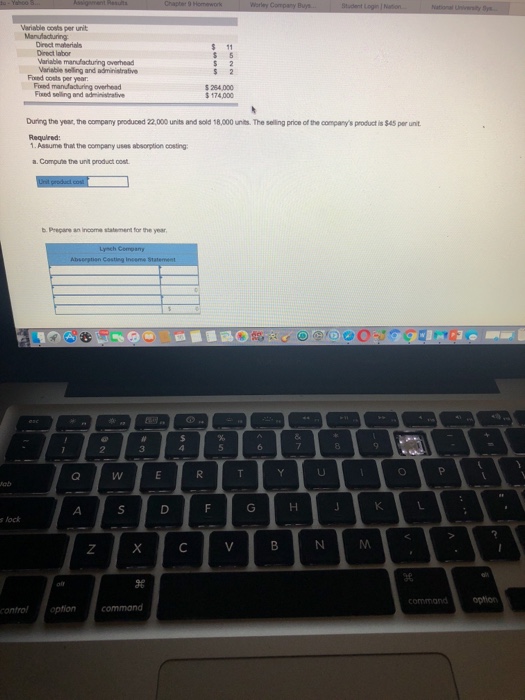  Variable costs per unit Direct materials Direct labor S 11 Variable