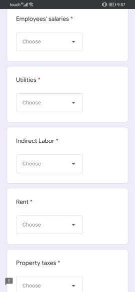 costs at the production level of 2,000 units. The utilities expense is