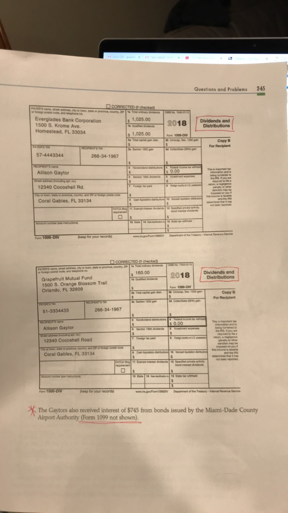 fumished to the Internal Revenue Service Abby also has taxable interest from