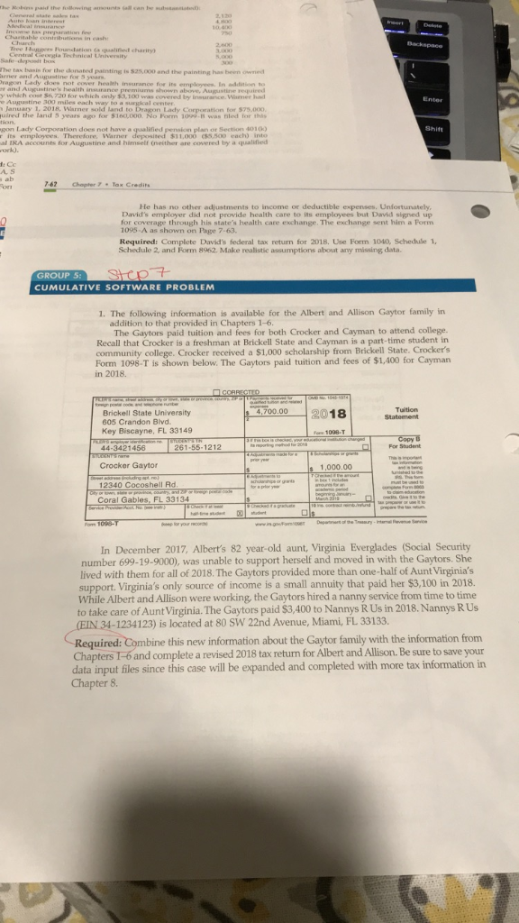 42 Chopher1The Individual Income Tax Returr In 2018, Albert received a Form