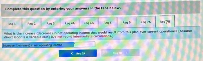 labor is a variable cost] (Do not round intermediate calculations.) Complete this