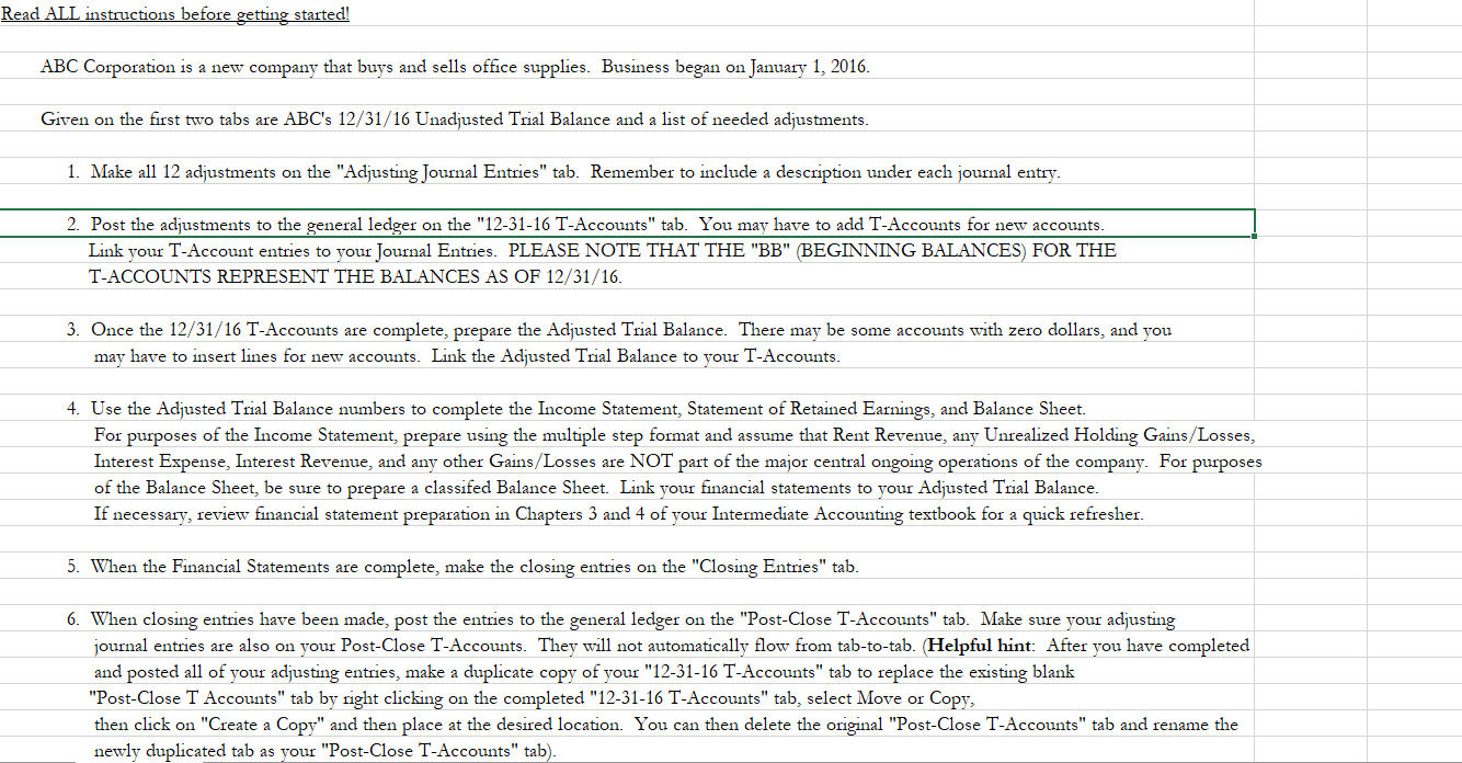 Need help with comprehensive project (PLEASE MAKE SURE CHECK TOTALS ARE CORRECT)
