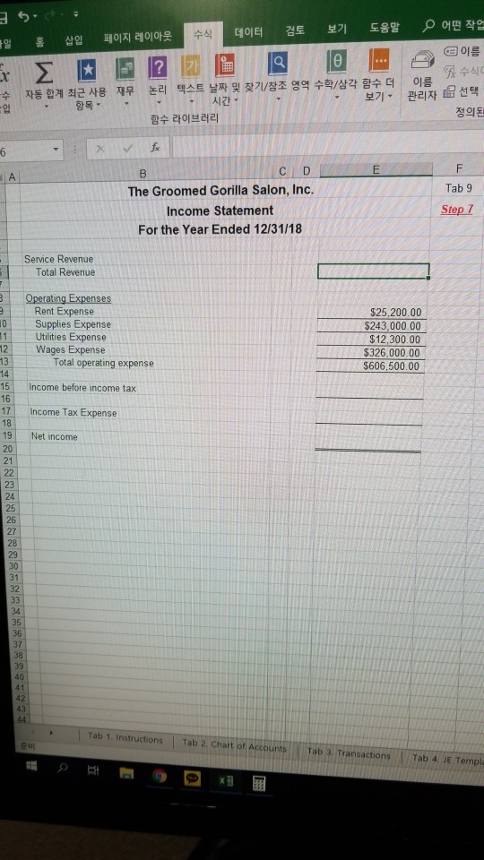 the tabs in this Excel workbook. Complete the Excel workbook template 1