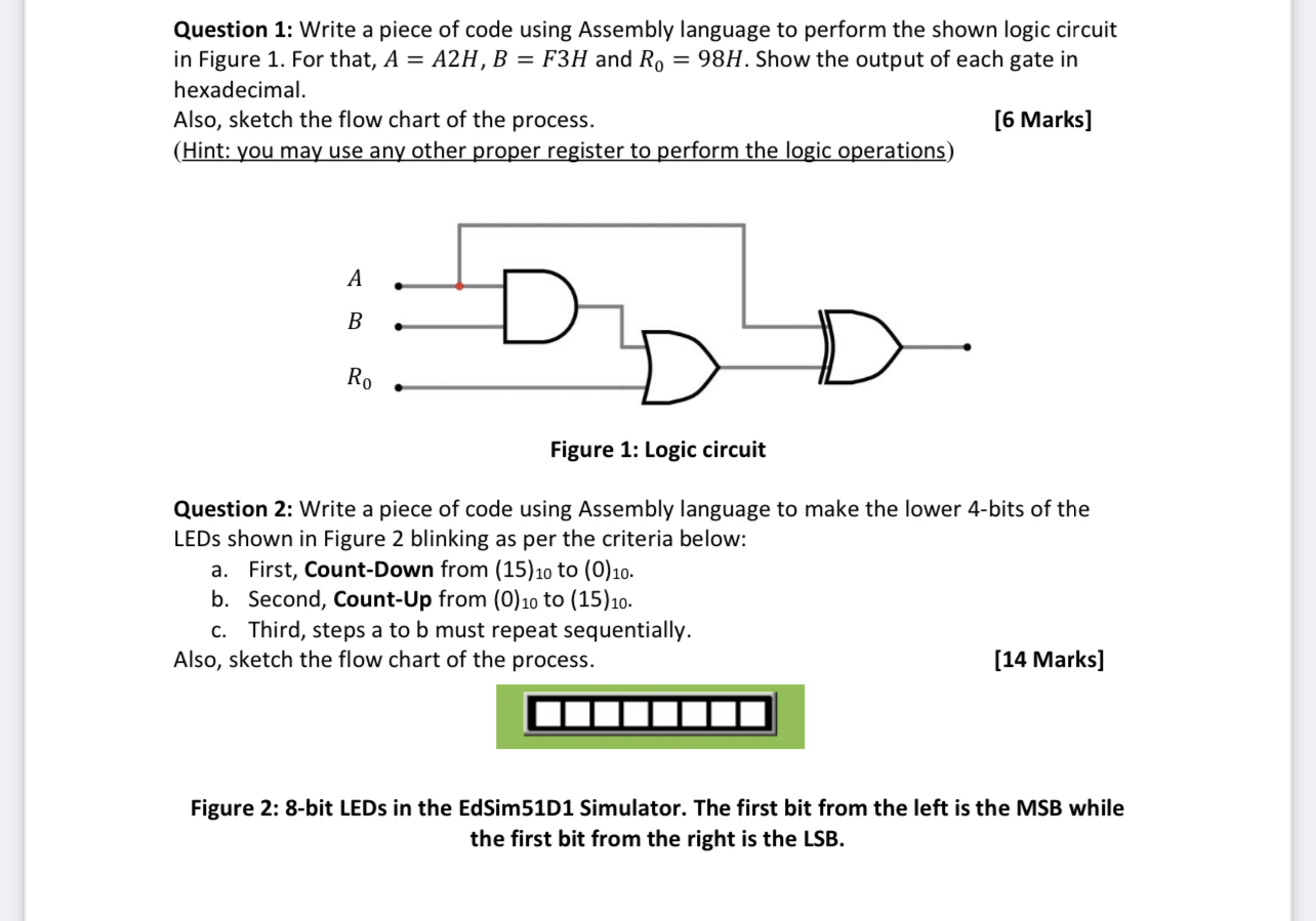  Question 1: Write a piece of code using Assembly language to