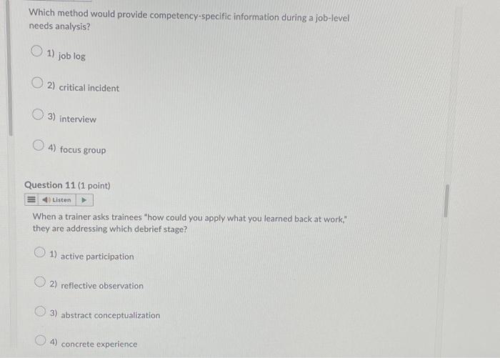 specific correct answer the trainer is using which type of question? 1)