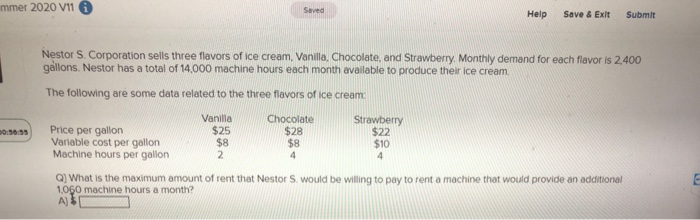  mmer 2020 v11 6 Saved Help Save & Exit Submit Nestor